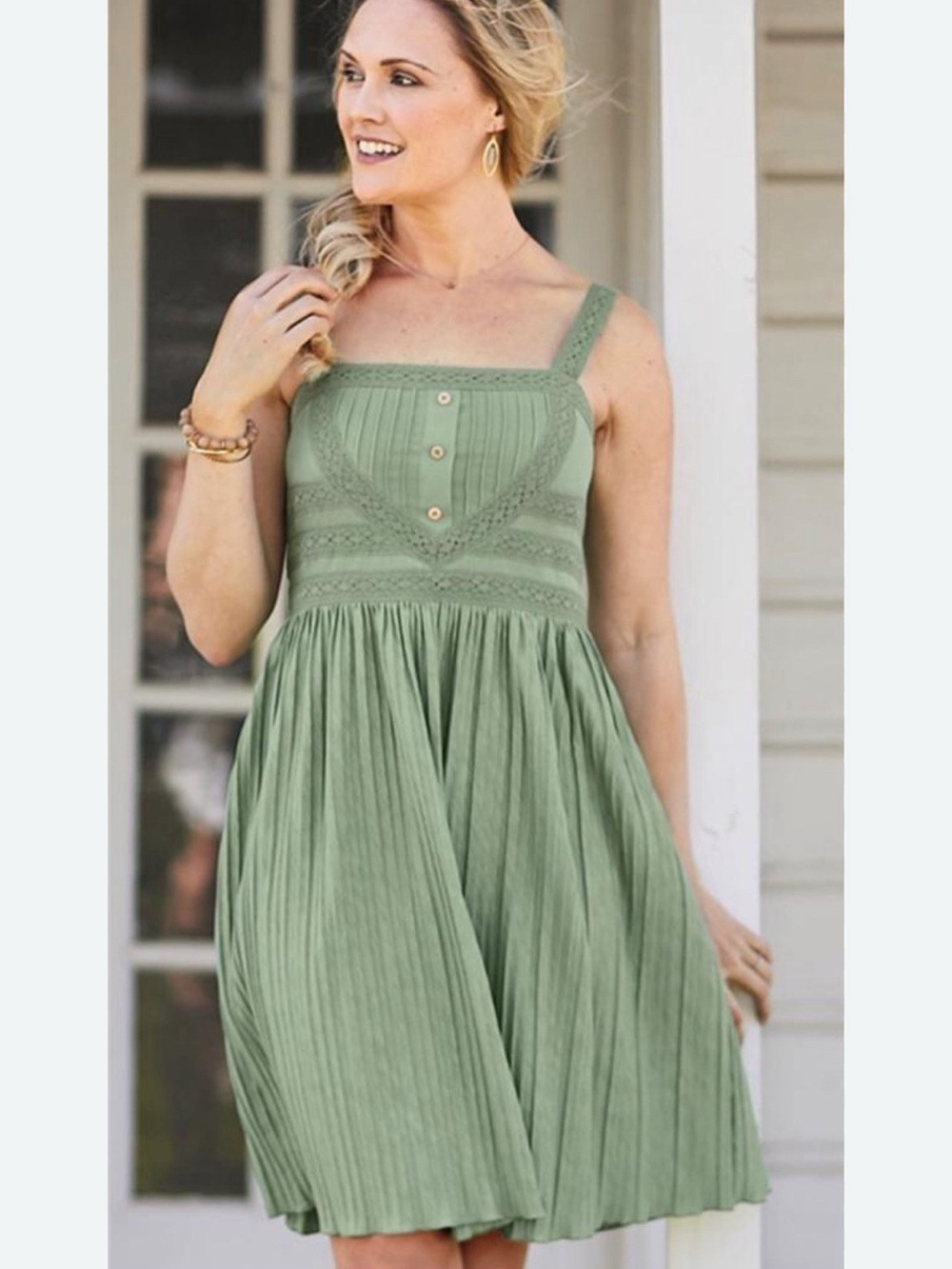 Matilda Jane Dresses w/ Joanna Gaines Green Grass Roots Sundress Cotton Medium